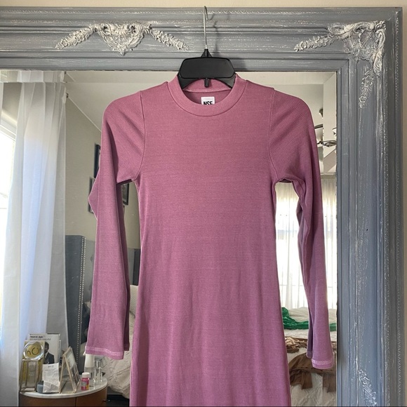 NSF Cari Mock Neck Slit Dress in Berry size S - Picture 5 of 8